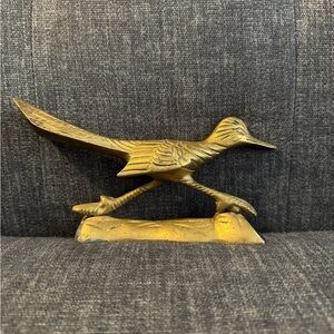 Vintage brass road runner bird